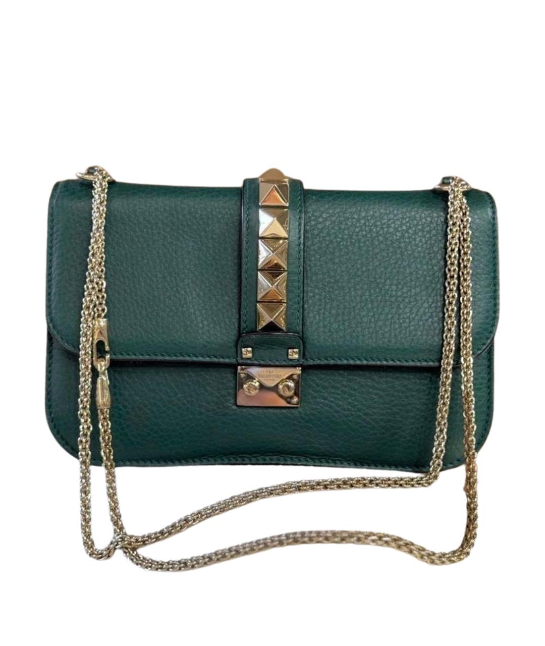 VALENTINO Зеленая кожаная сумка через плечо, фото 1