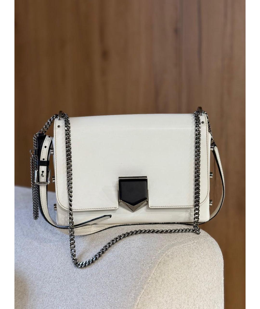 JIMMY CHOO Белая кожаная сумка через плечо, фото 2