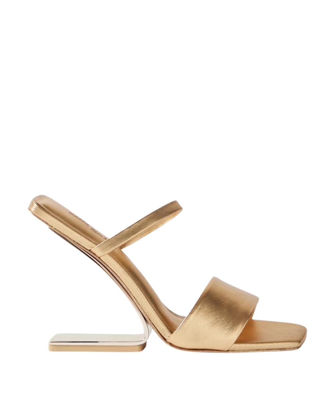 CULT GAIA Золотые кожаные мюли, фото 1