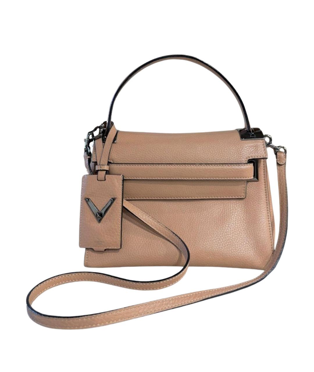 VALENTINO Бежевая кожаная сумка через плечо, фото 1