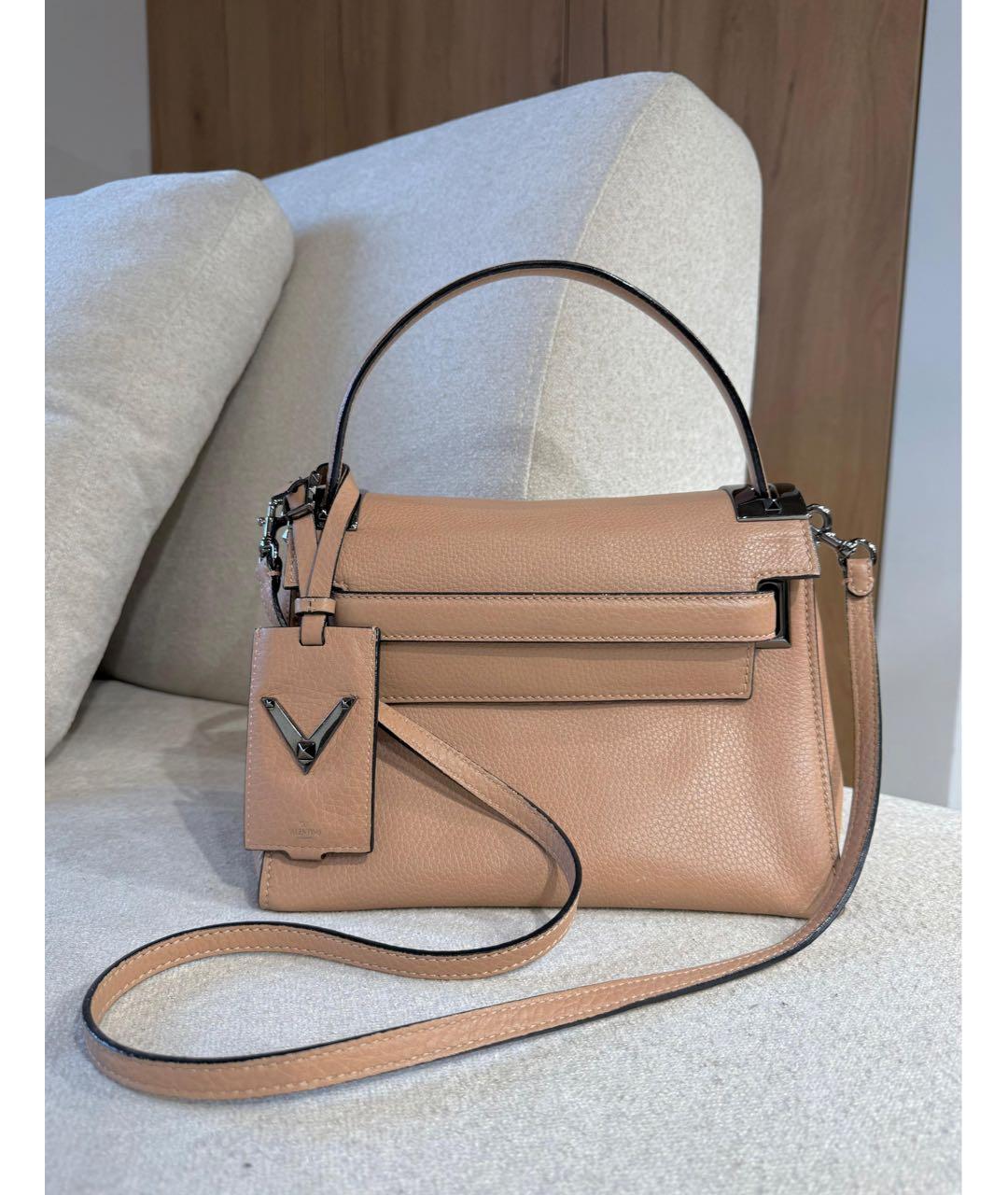 VALENTINO Бежевая кожаная сумка через плечо, фото 2