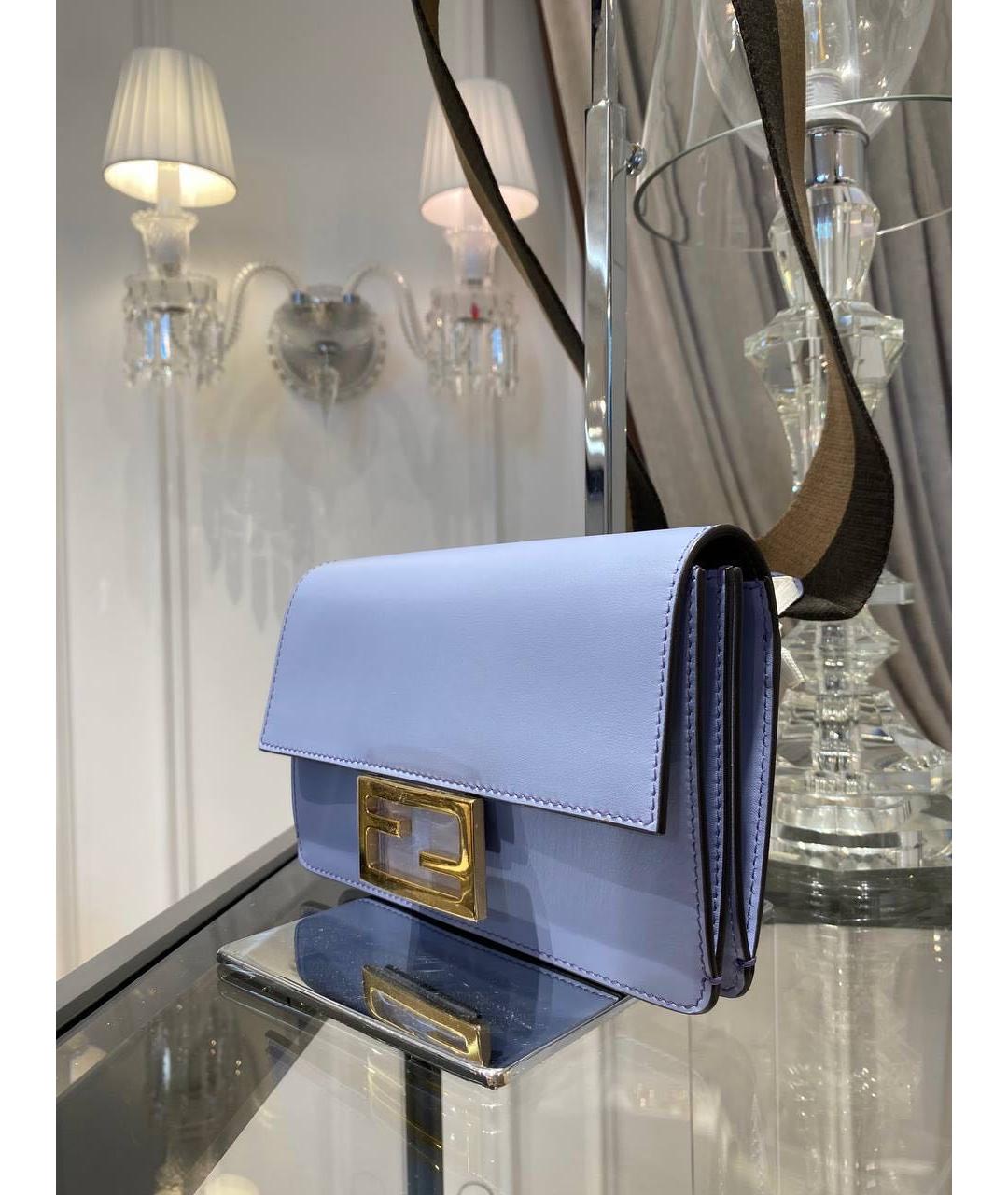 FENDI Голубая кожаная сумка через плечо, фото 3