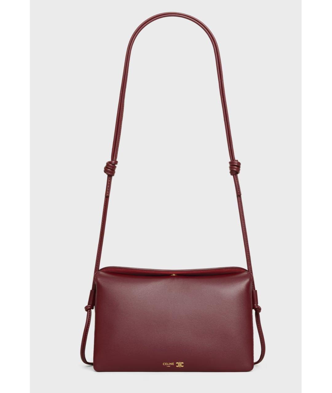 CELINE Бордовая кожаная сумка через плечо, фото 4