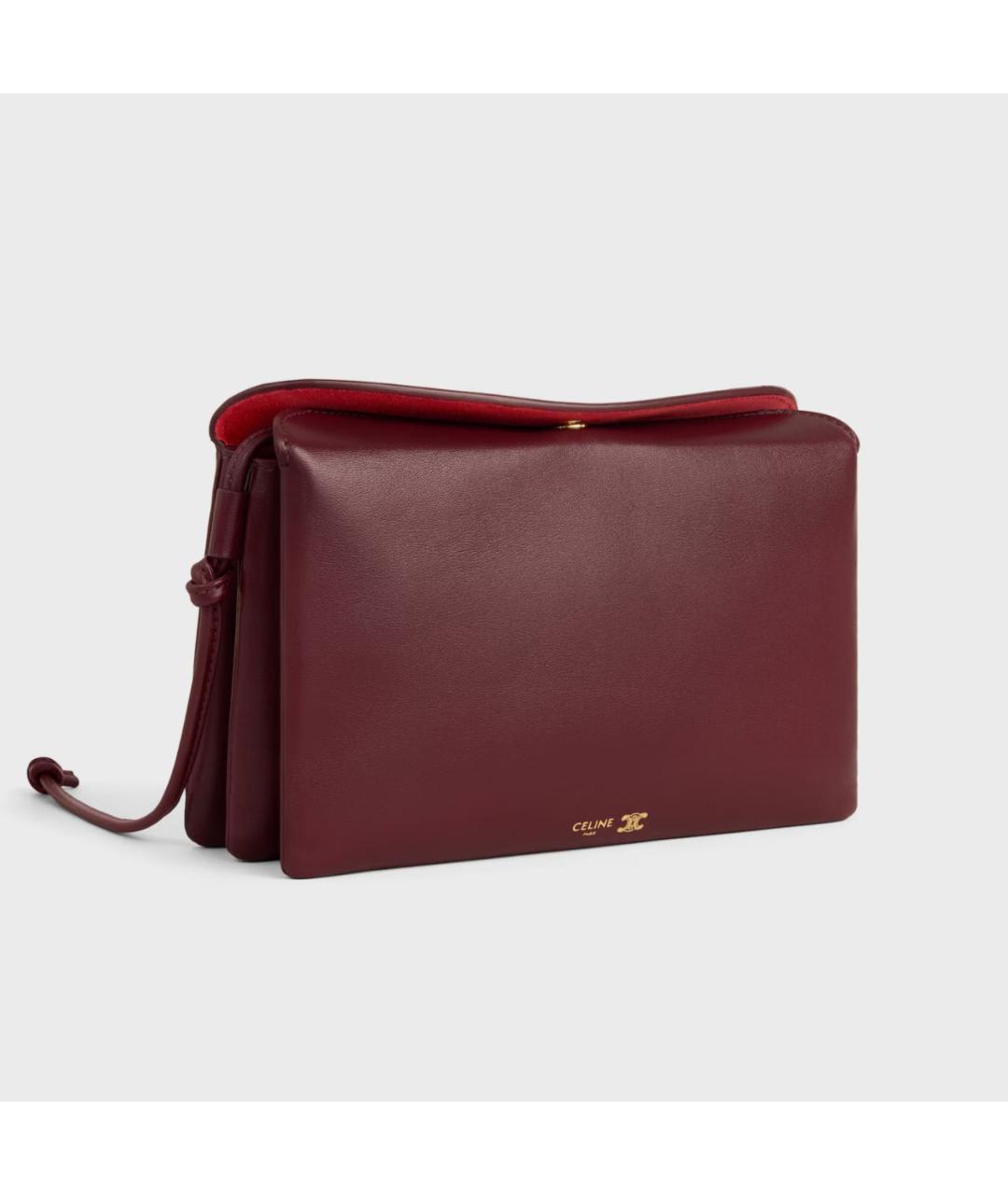 CELINE Бордовая кожаная сумка через плечо, фото 3