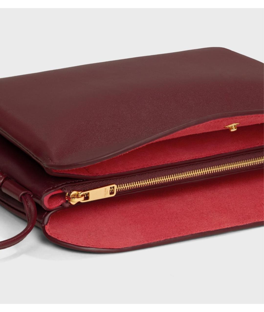CELINE Бордовая кожаная сумка через плечо, фото 2