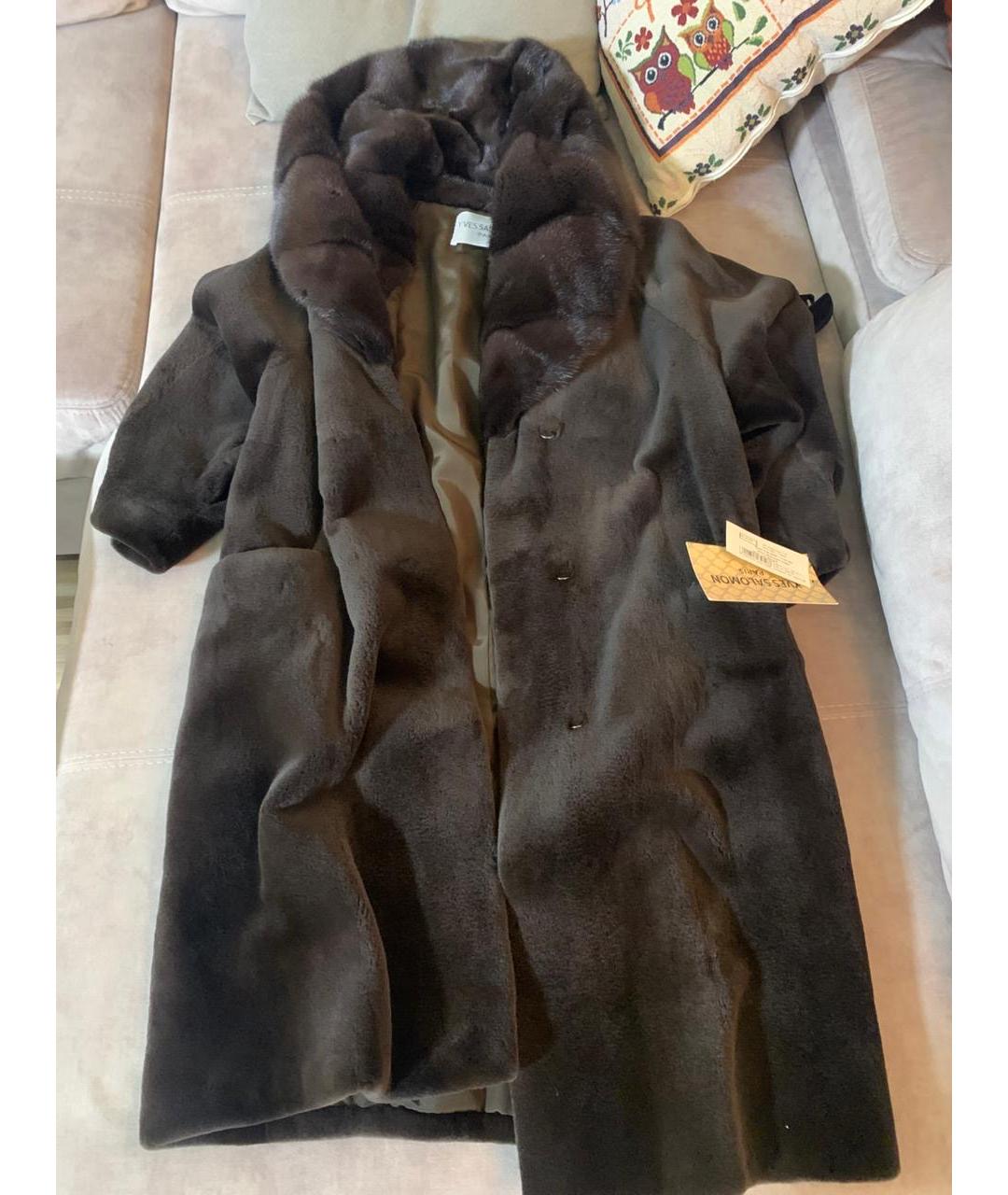 YVES SALOMON Коричневая меховая шуба, фото 5