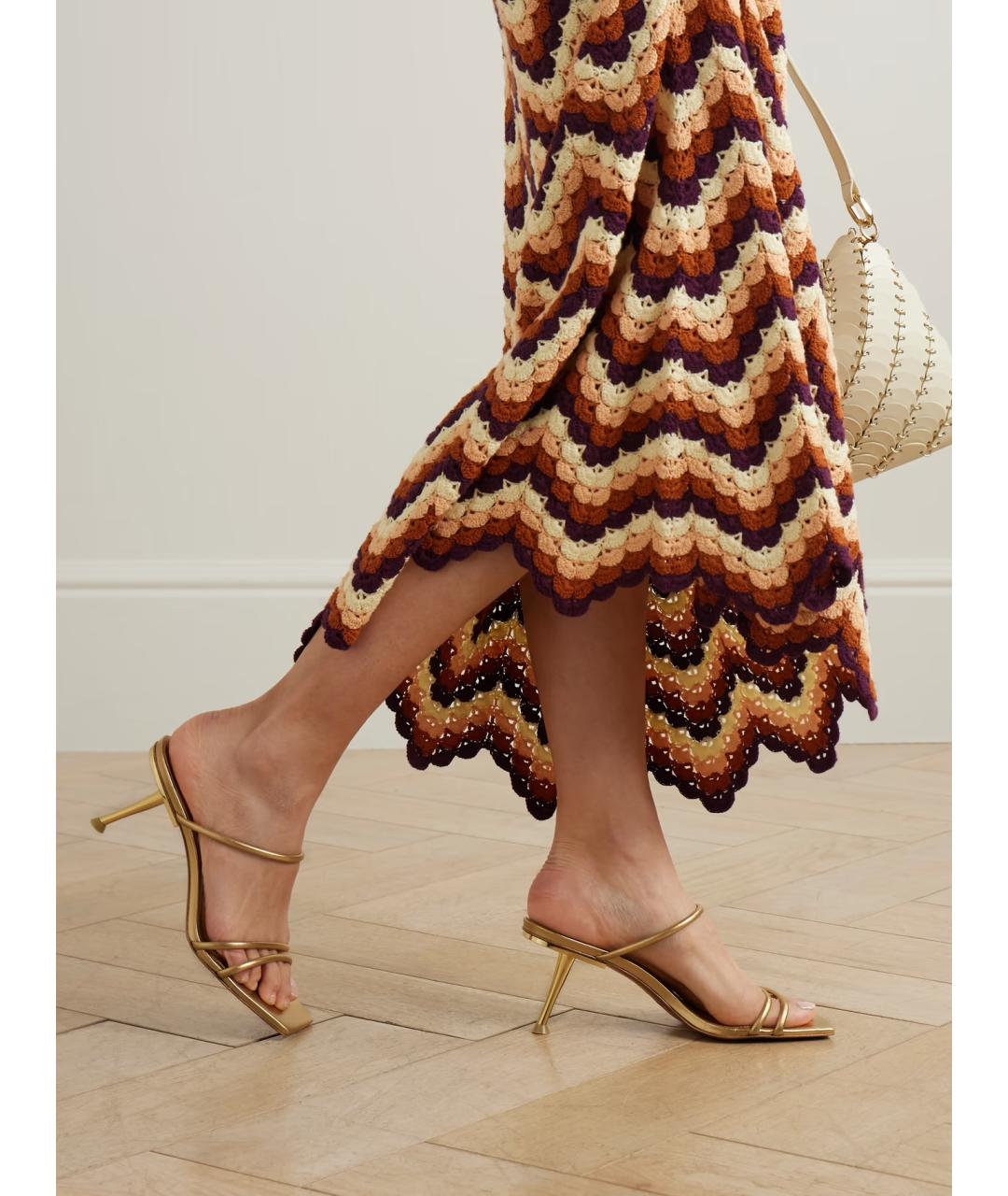 CULT GAIA Золотые кожаные мюли, фото 2