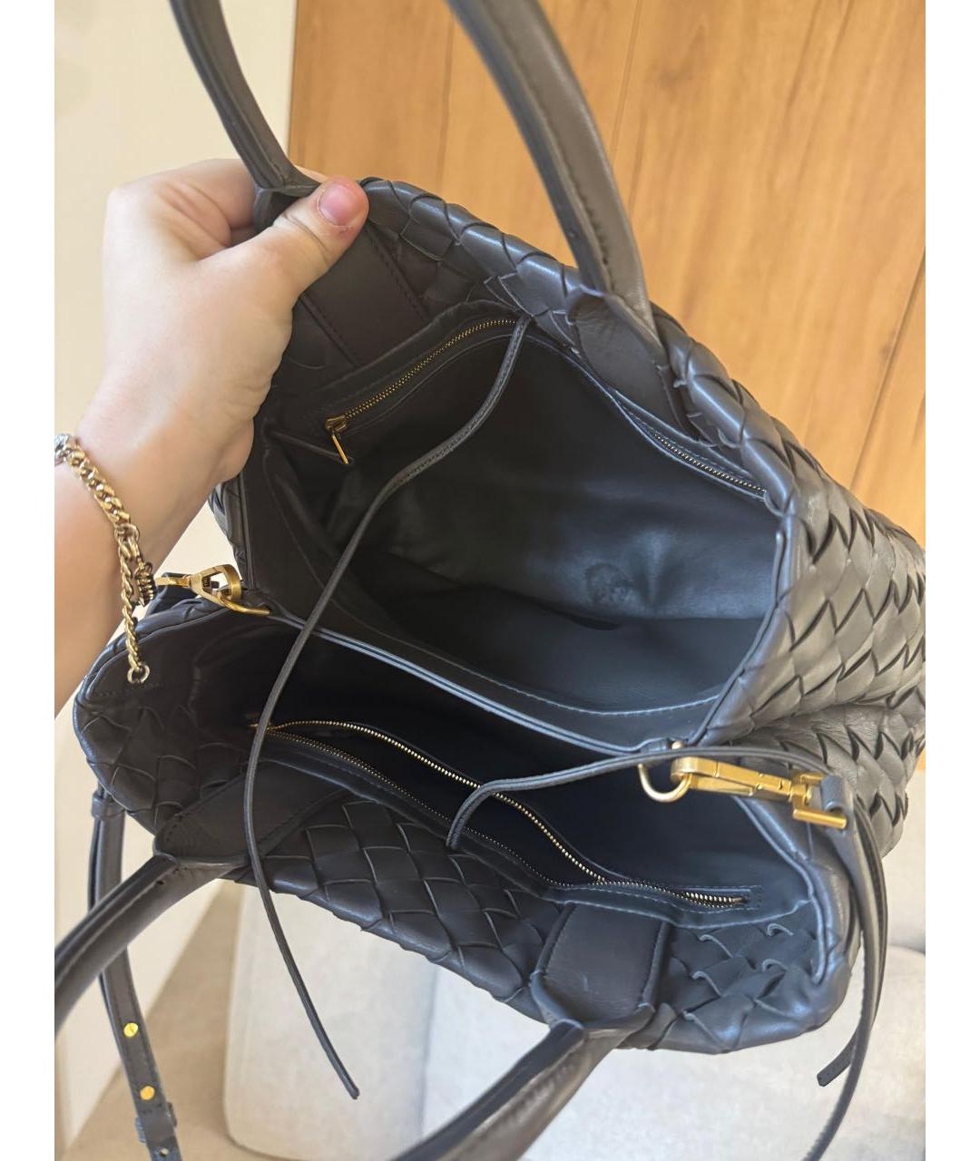 BOTTEGA VENETA Серая кожаная сумка через плечо, фото 4