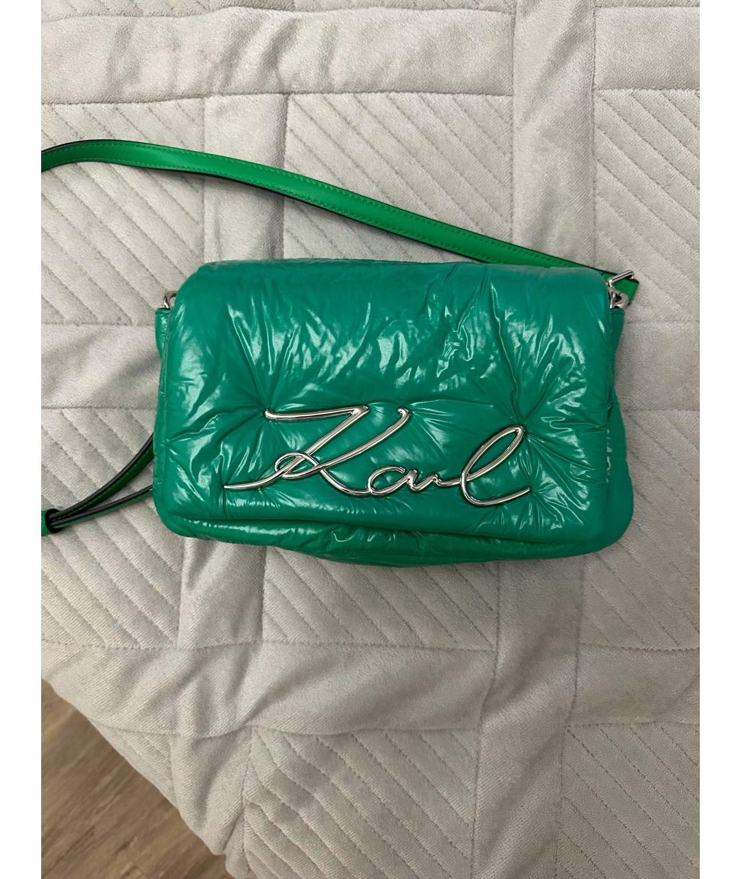 KARL LAGERFELD Зеленая кожаная сумка через плечо, фото 5
