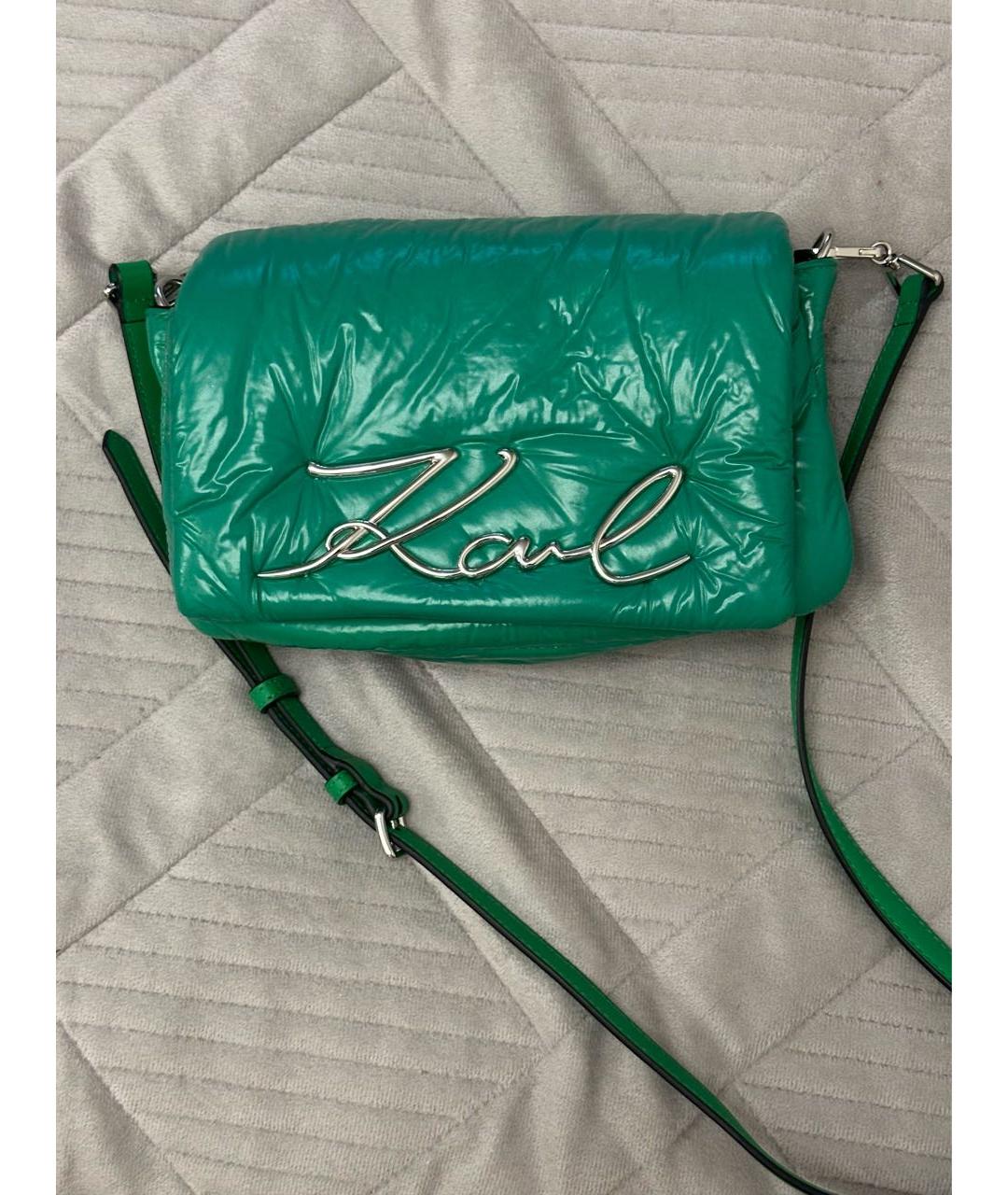 KARL LAGERFELD Зеленая кожаная сумка через плечо, фото 2