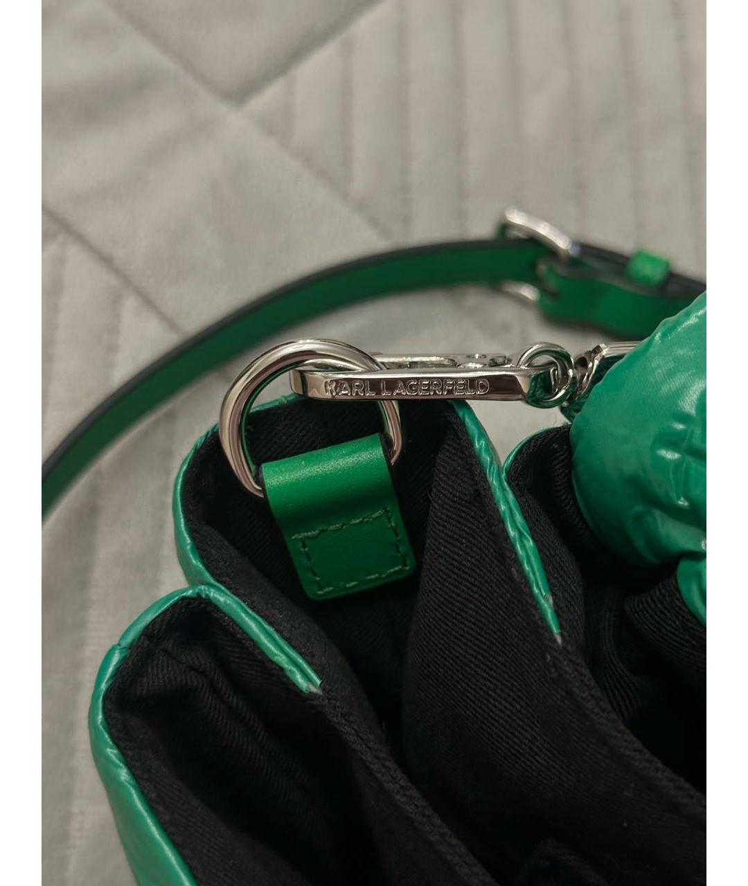 KARL LAGERFELD Зеленая кожаная сумка через плечо, фото 3