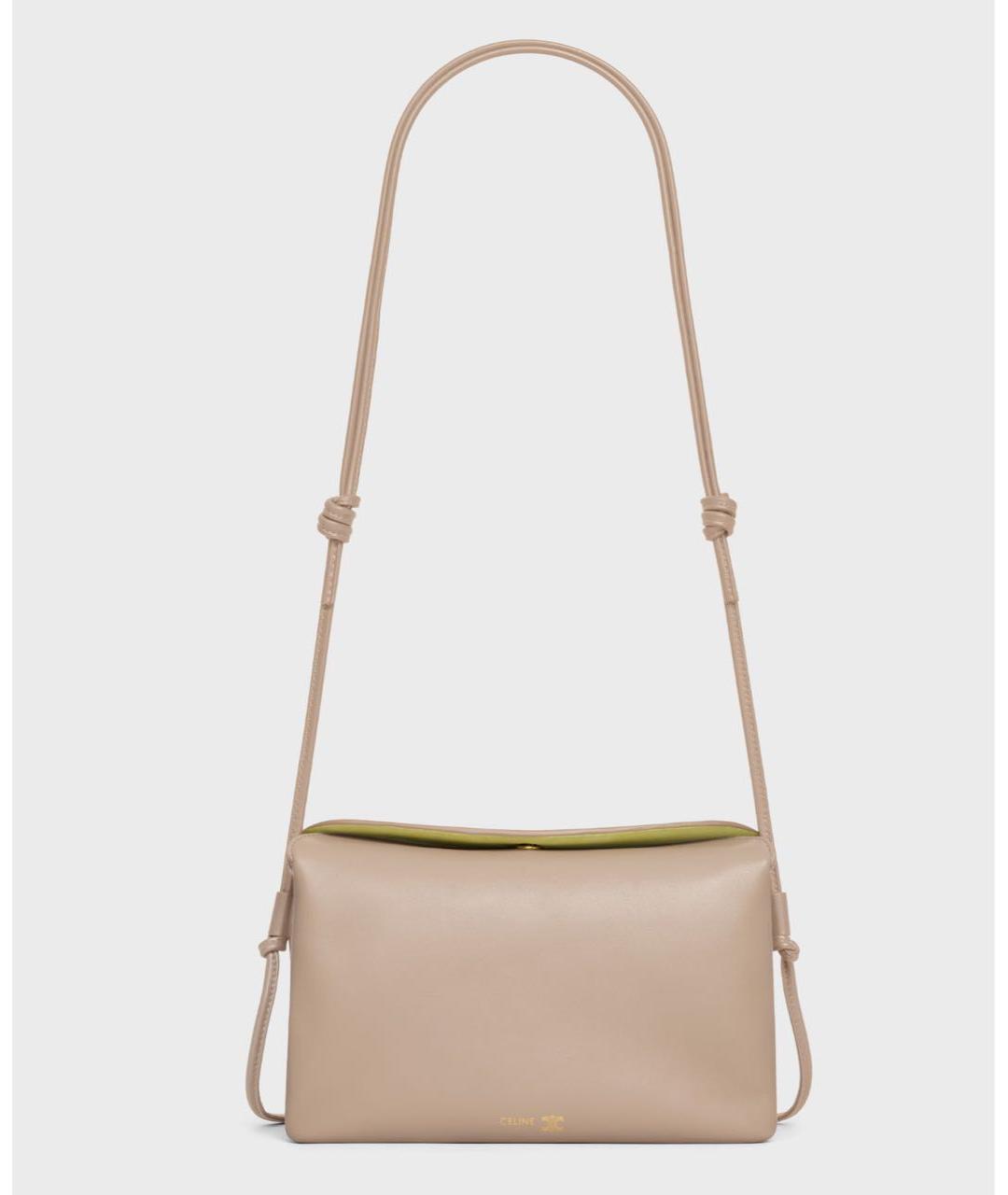 CELINE Бежевая кожаная сумка через плечо, фото 3