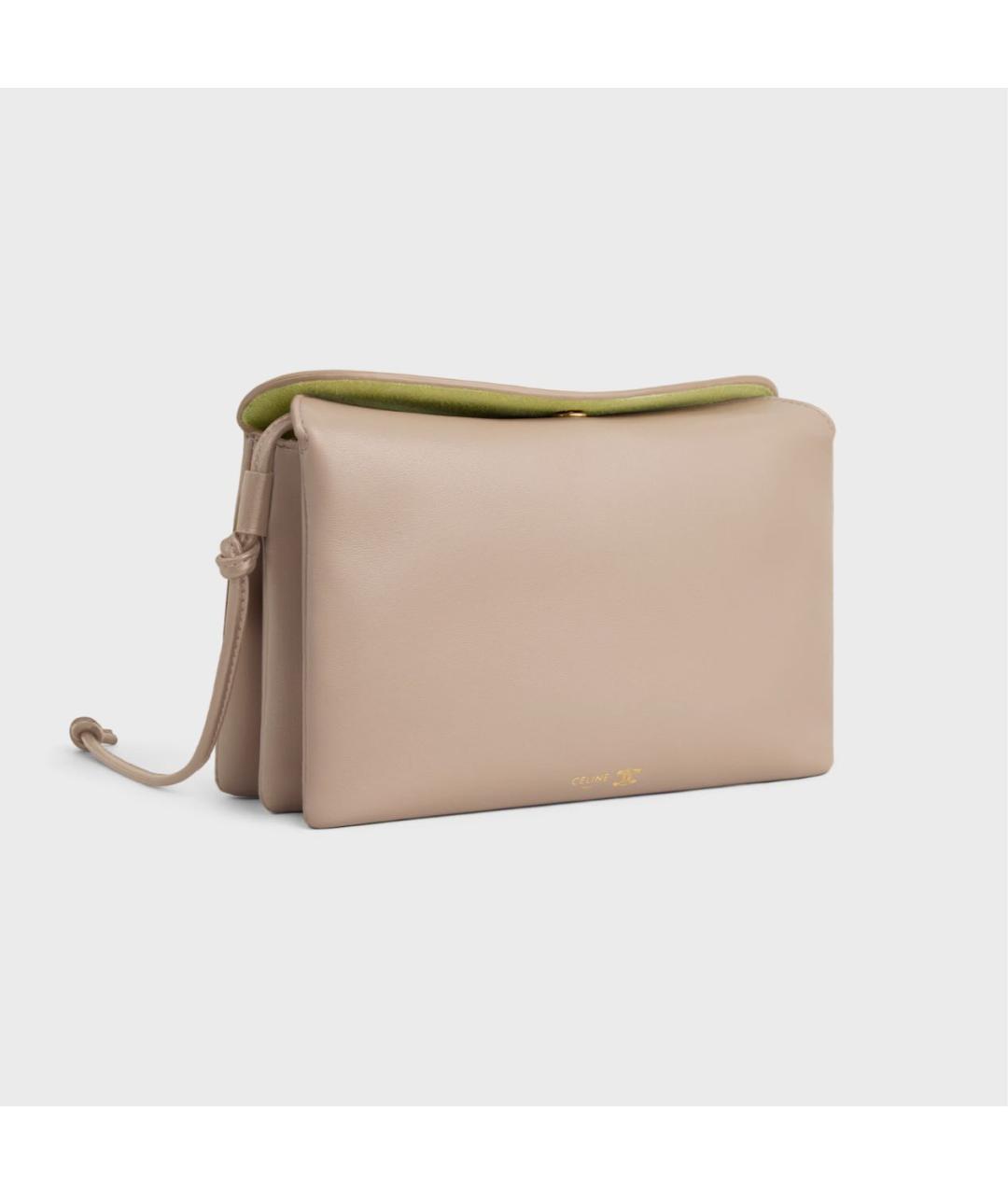 CELINE Бежевая кожаная сумка через плечо, фото 2