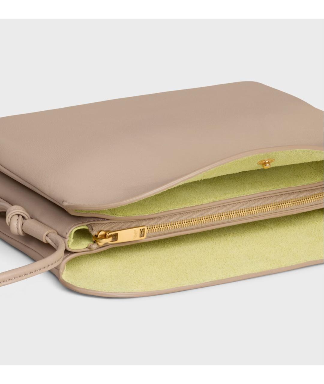 CELINE Бежевая кожаная сумка через плечо, фото 4