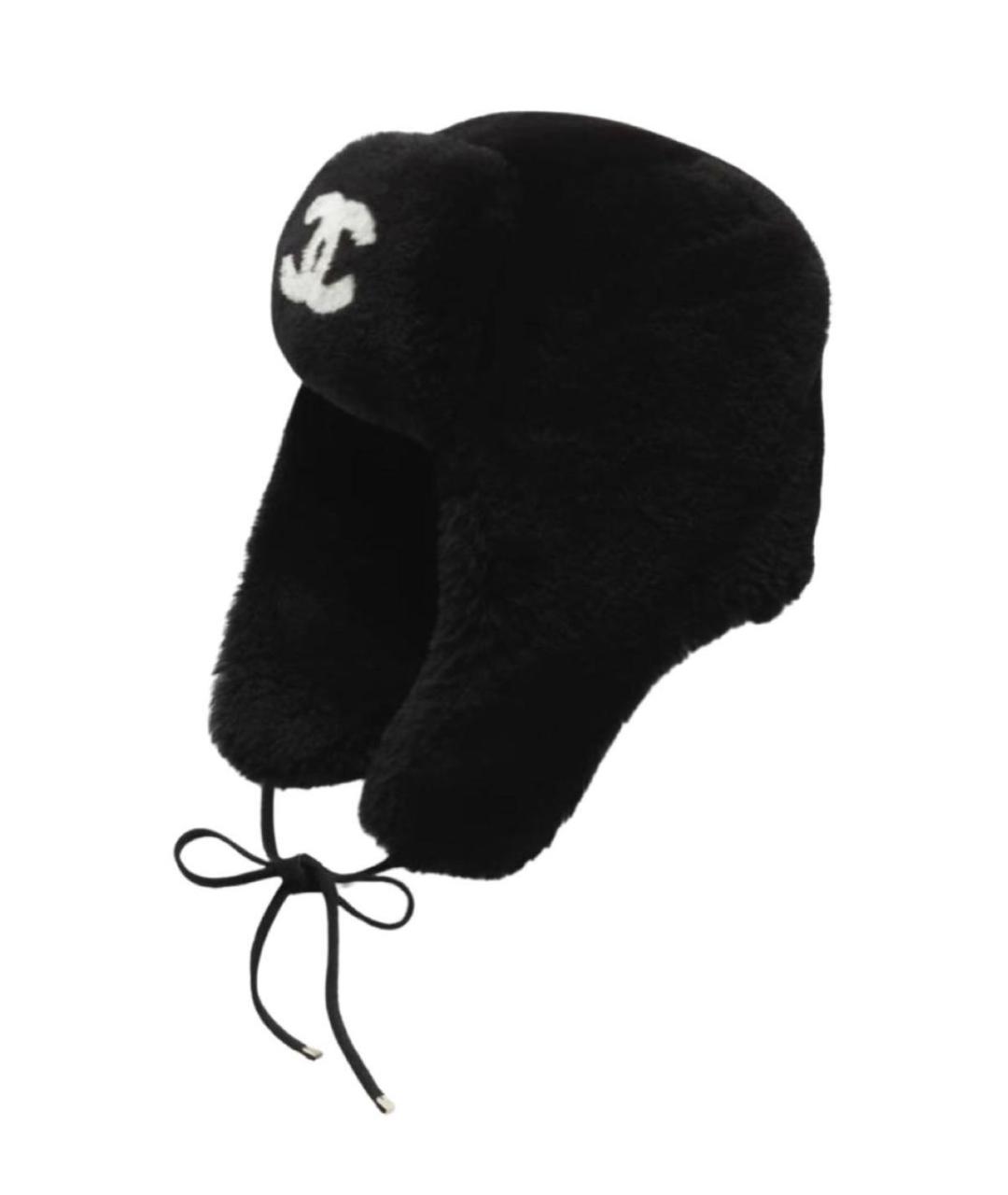 CHANEL Черная шерстяная шапка, фото 1