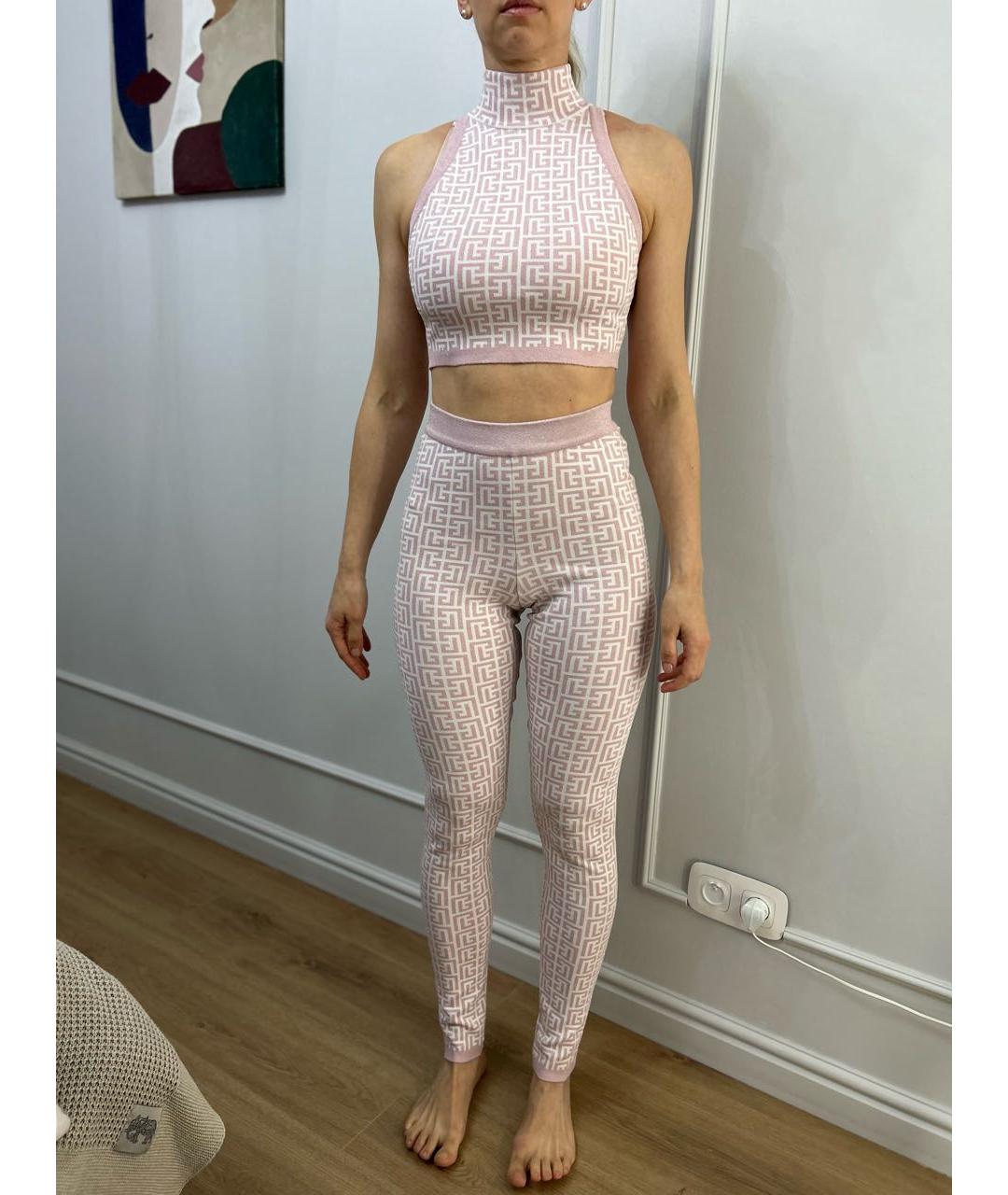 BALMAIN Розовый вискозный костюм с брюками, фото 8