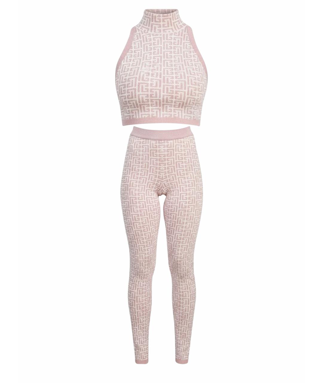 BALMAIN Розовый вискозный костюм с брюками, фото 1