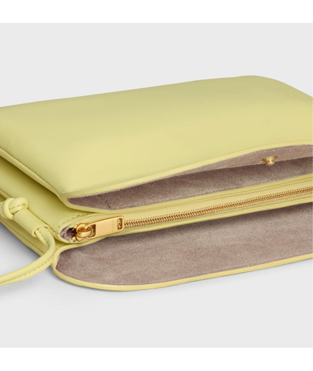 CELINE Желтая кожаная сумка через плечо, фото 3