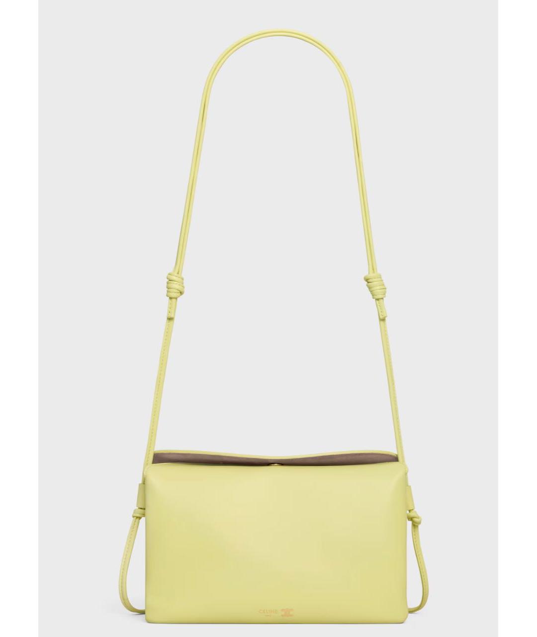 CELINE Желтая кожаная сумка через плечо, фото 4