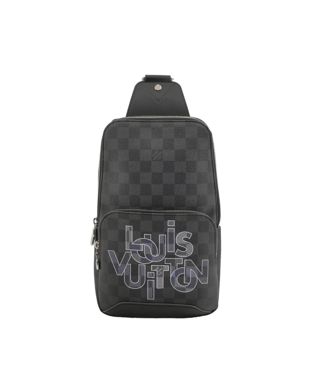 LOUIS VUITTON Антрацитовая кожаная сумка на плечо, фото 9