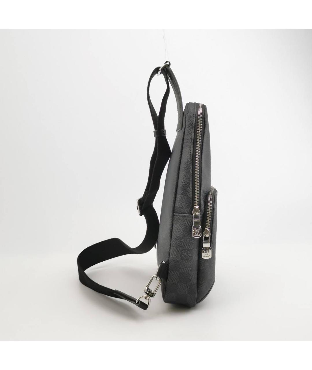 LOUIS VUITTON Антрацитовая кожаная сумка на плечо, фото 3