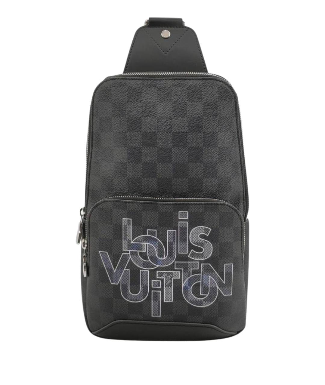 LOUIS VUITTON Антрацитовая кожаная сумка на плечо, фото 1