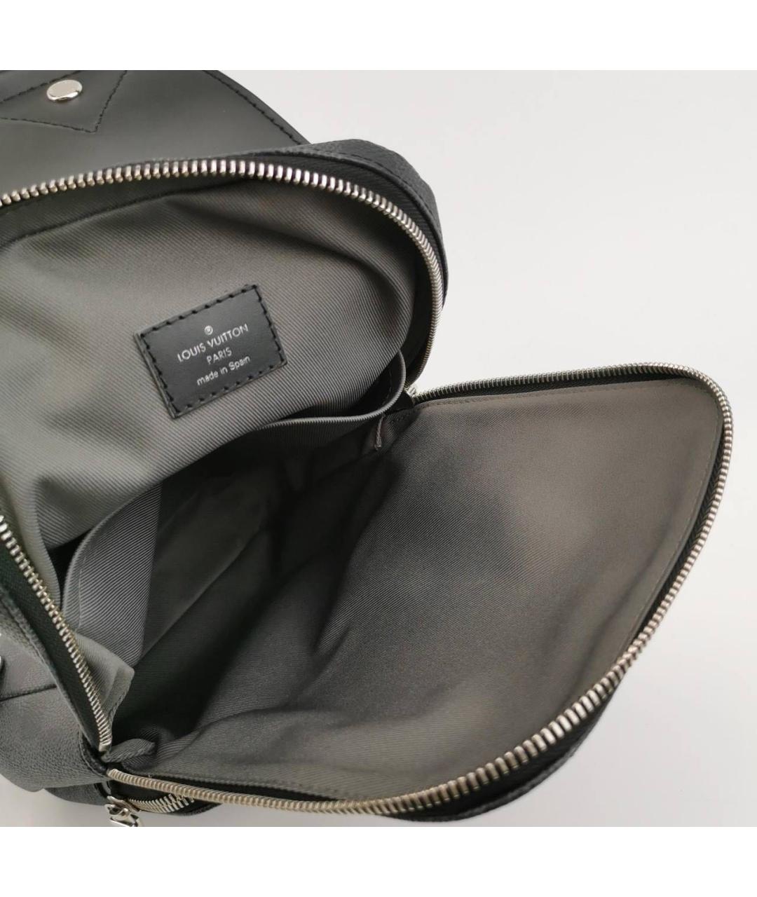 LOUIS VUITTON Антрацитовая кожаная сумка на плечо, фото 6