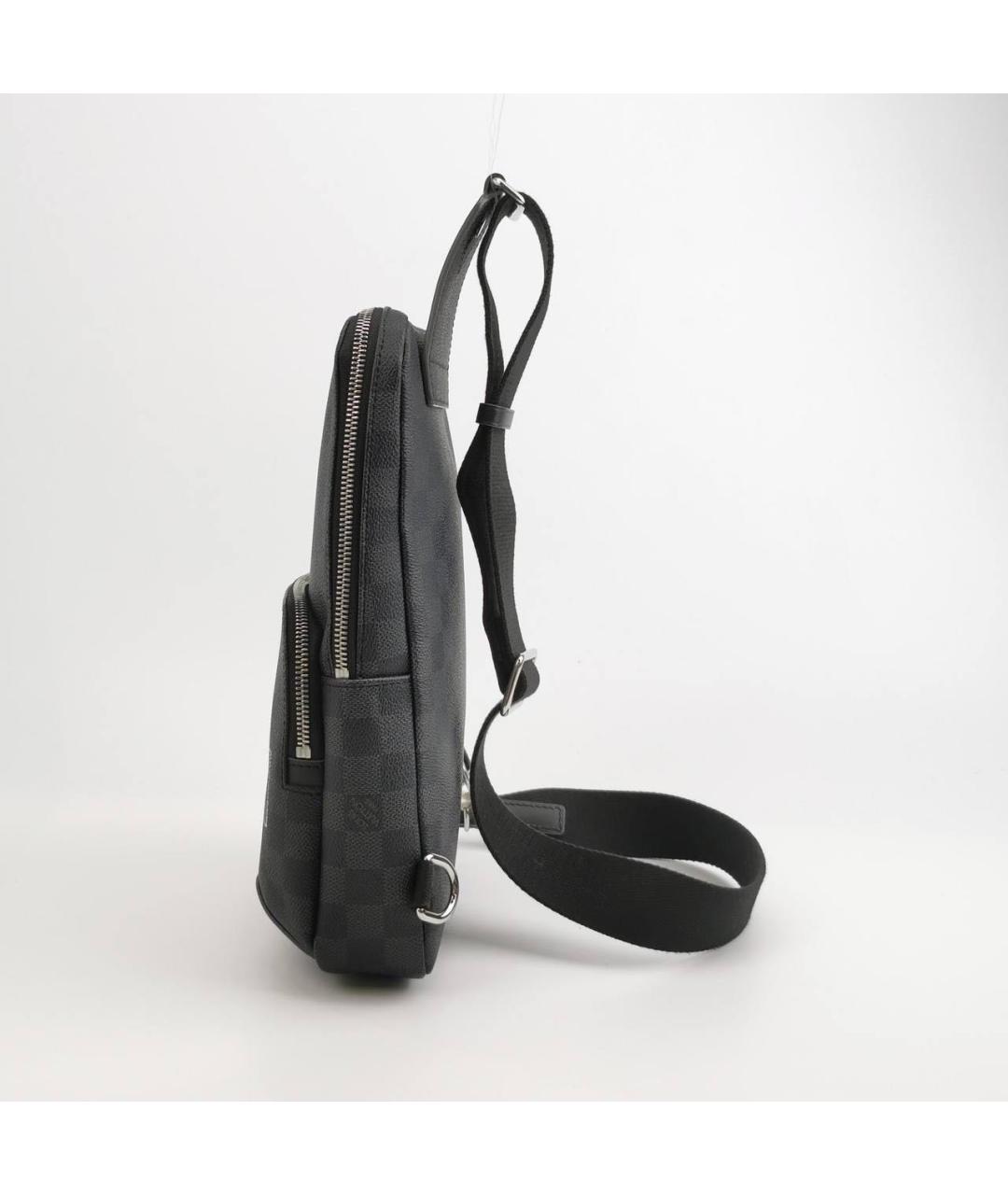 LOUIS VUITTON Антрацитовая кожаная сумка на плечо, фото 2