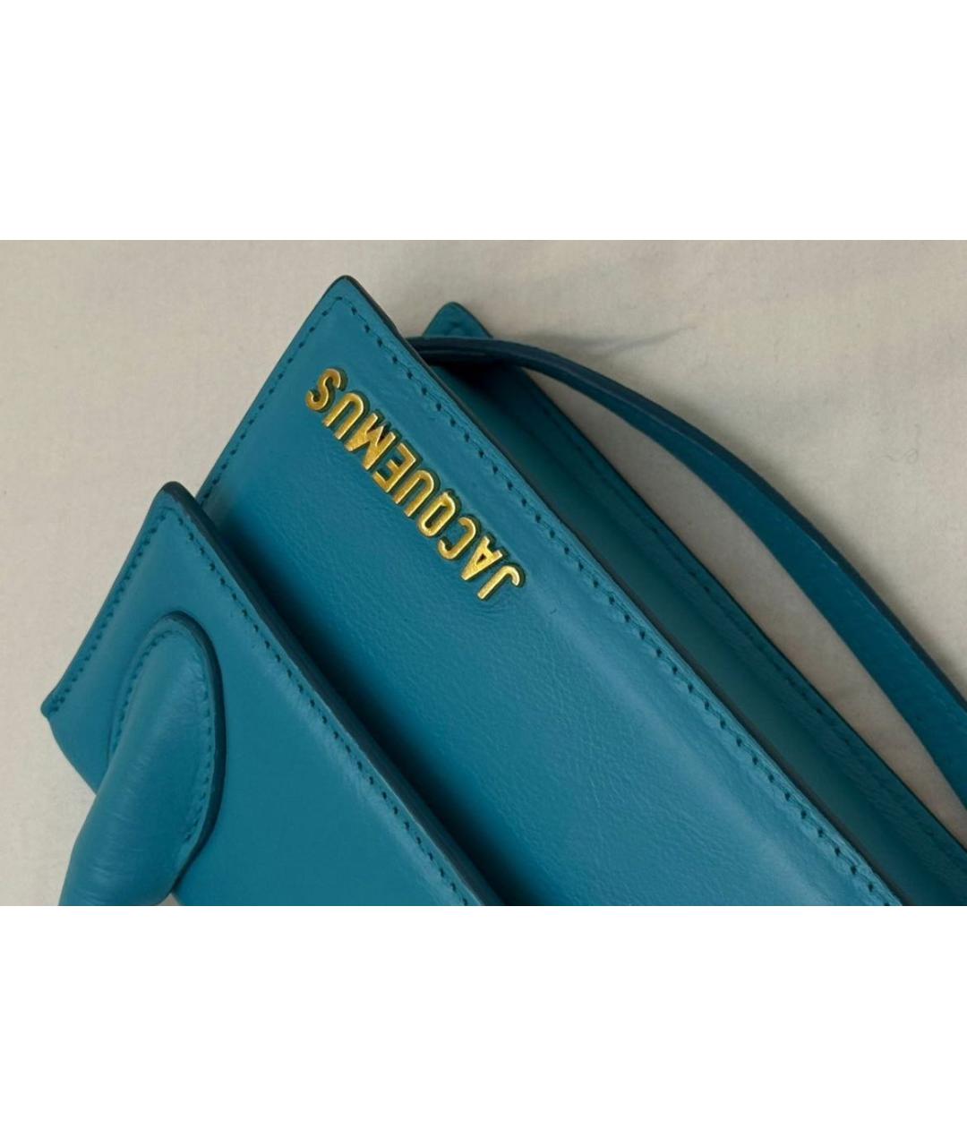 JACQUEMUS Бирюзовая кожаная сумка через плечо, фото 5