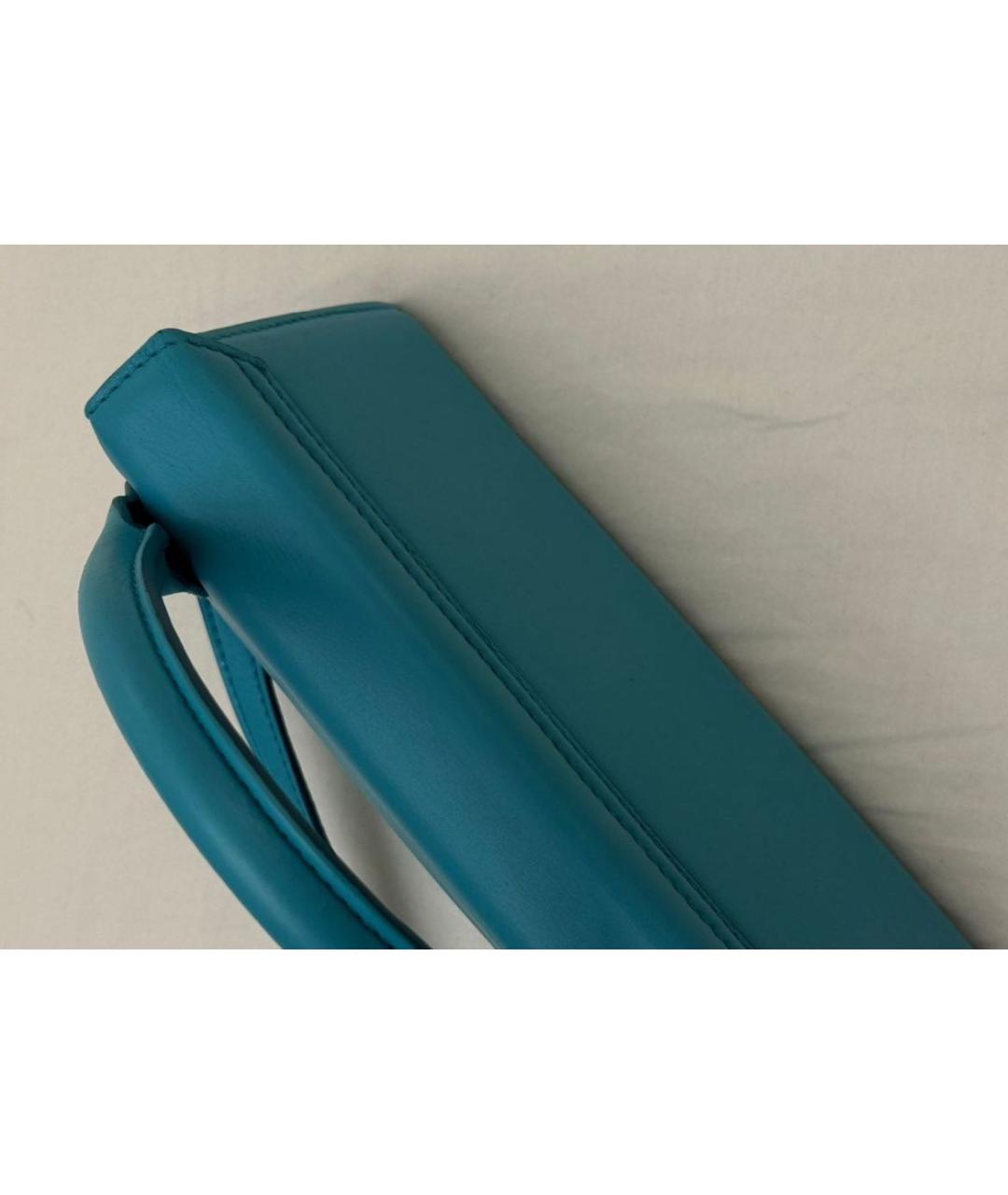 JACQUEMUS Бирюзовая кожаная сумка через плечо, фото 3