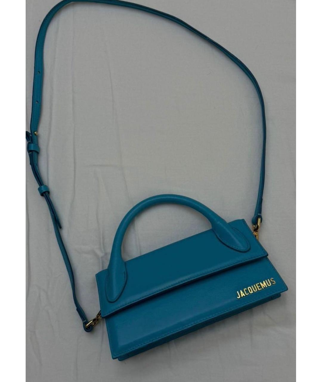 JACQUEMUS Бирюзовая кожаная сумка через плечо, фото 2