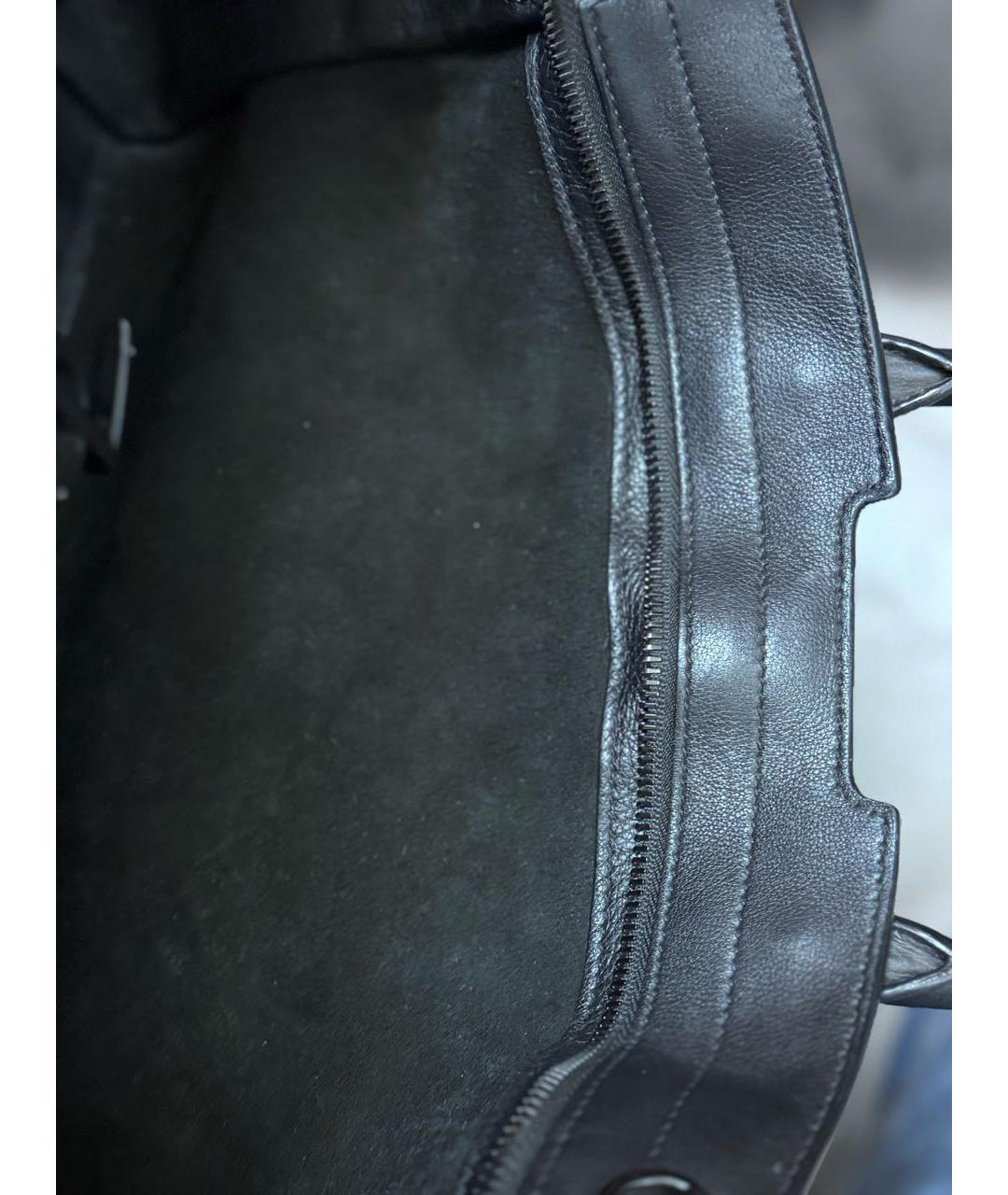 SAINT LAURENT Черная кожаная сумка с короткими ручками, фото 4