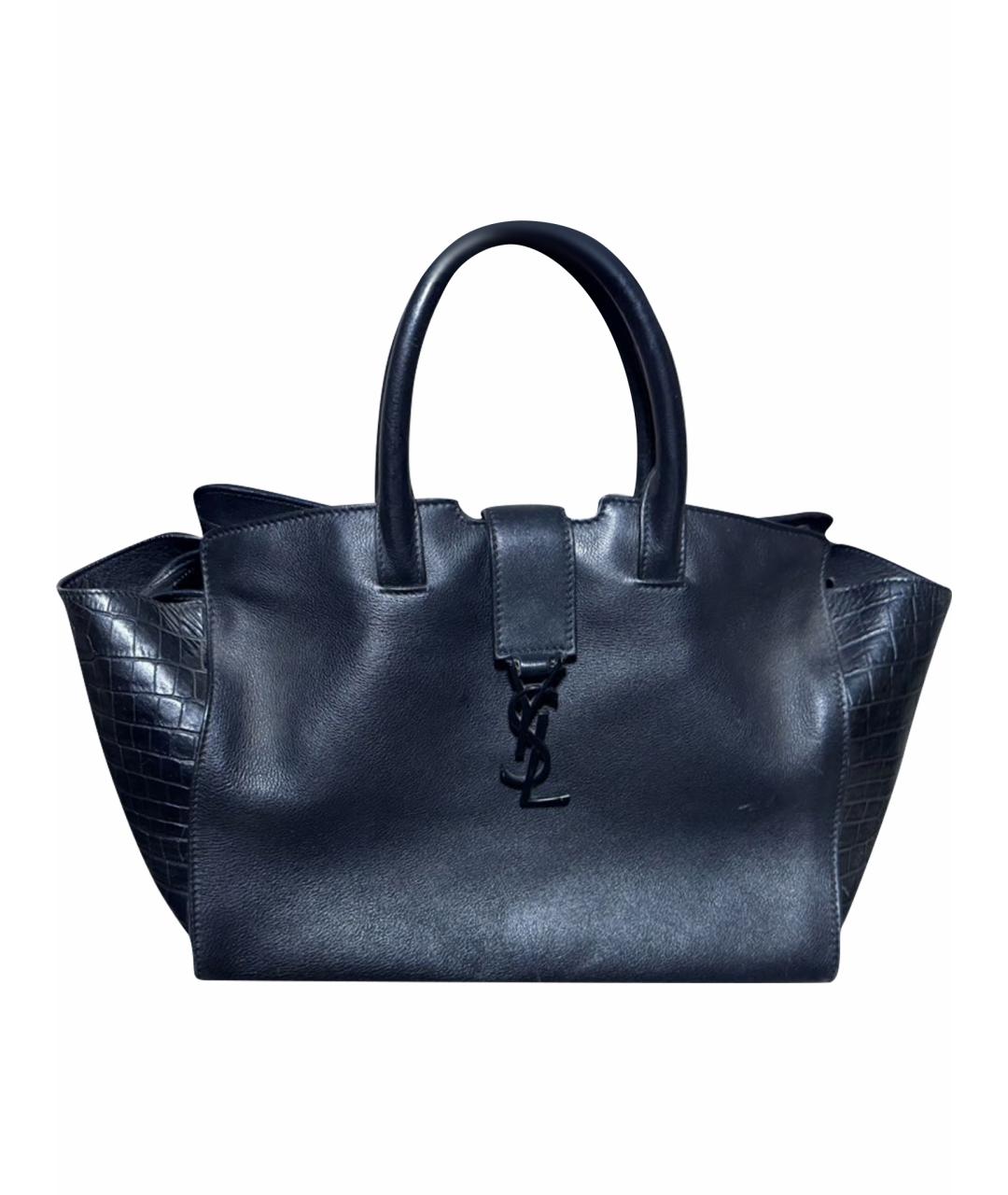 SAINT LAURENT Черная кожаная сумка с короткими ручками, фото 1