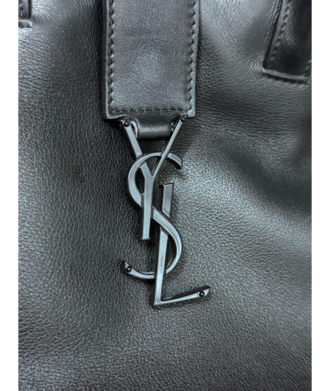 SAINT LAURENT Черная кожаная сумка с короткими ручками, фото 5