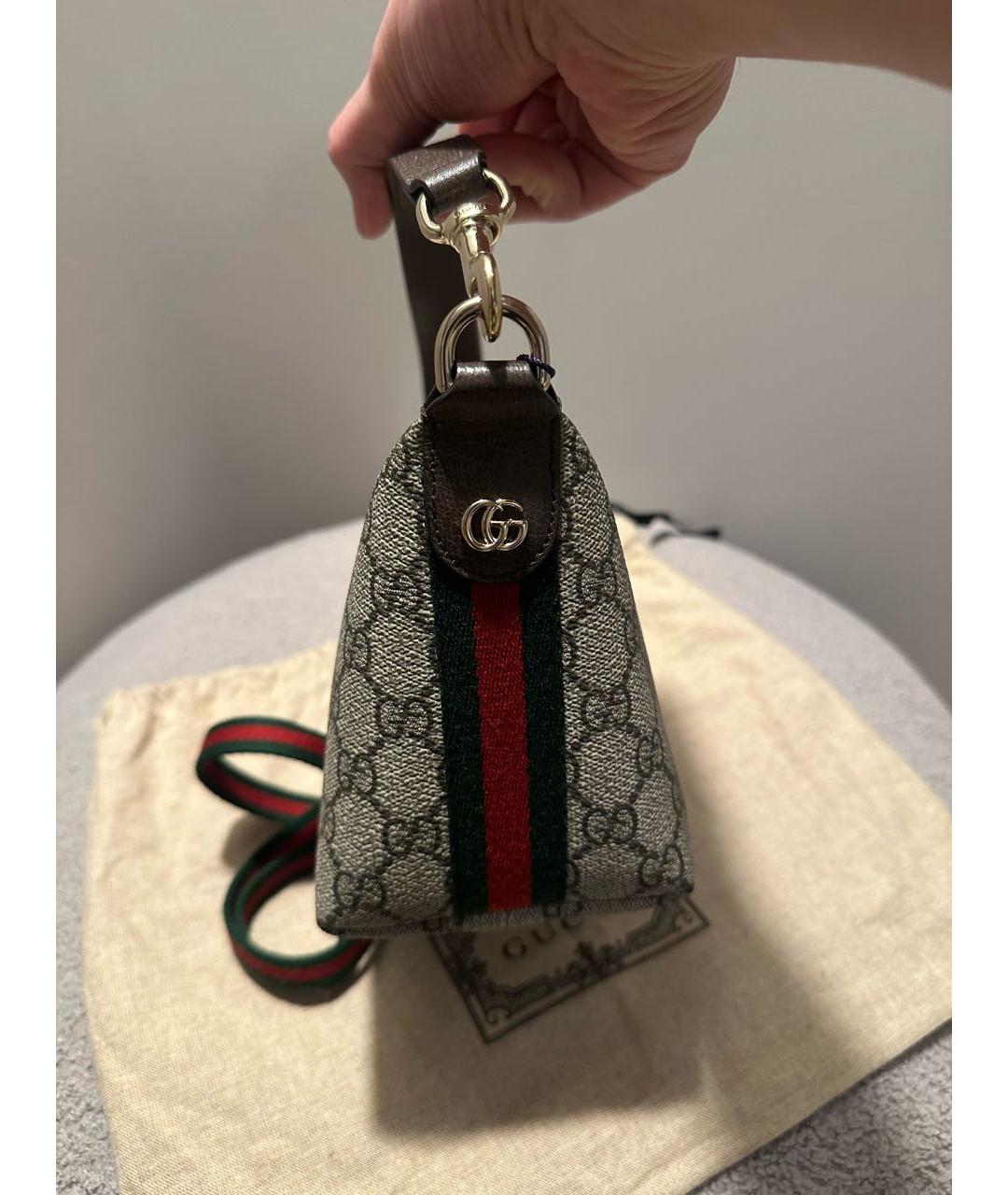 GUCCI Бежевая кожаная сумка через плечо, фото 4