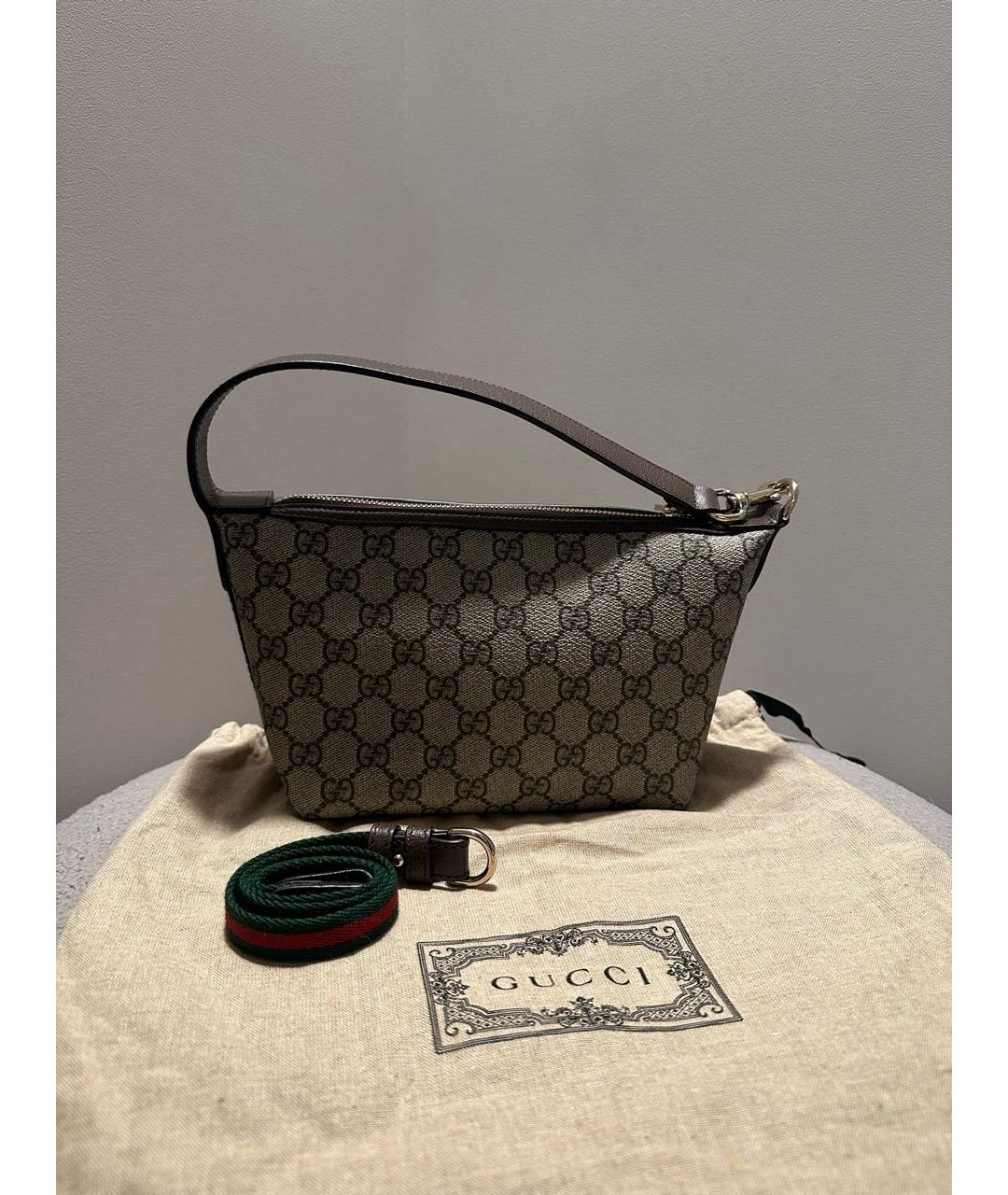 GUCCI Бежевая кожаная сумка через плечо, фото 2