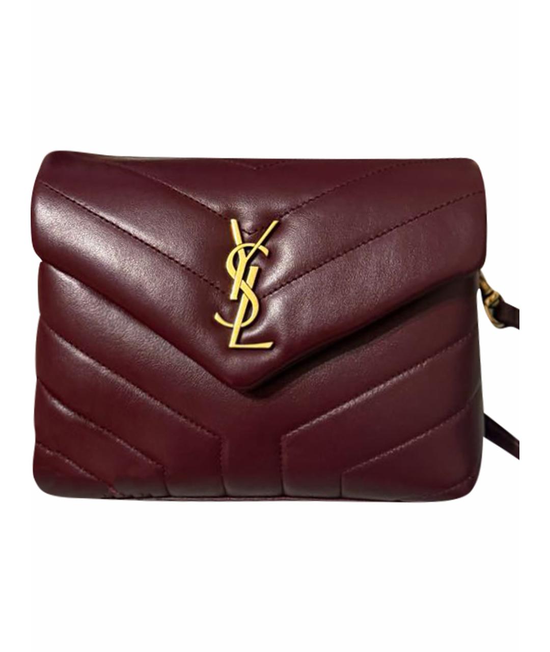 SAINT LAURENT Бордовая кожаная сумка тоут, фото 1