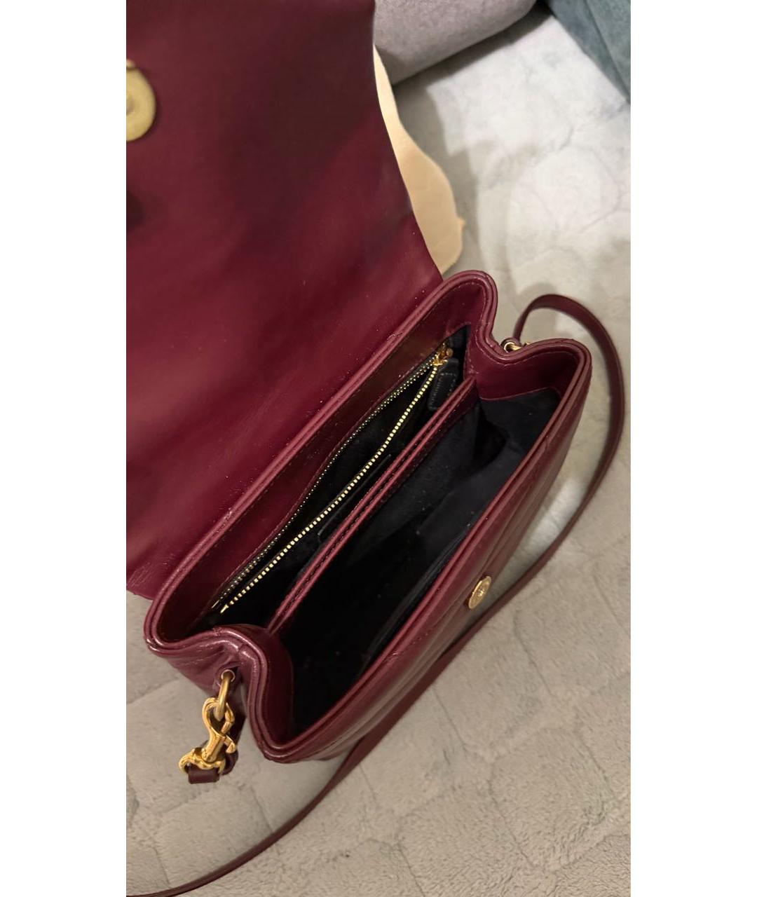 SAINT LAURENT Бордовая кожаная сумка тоут, фото 4