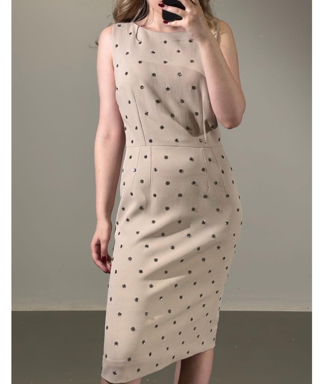 DOLCE&GABBANA Бежевое ацетатное коктейльное платье, фото 5