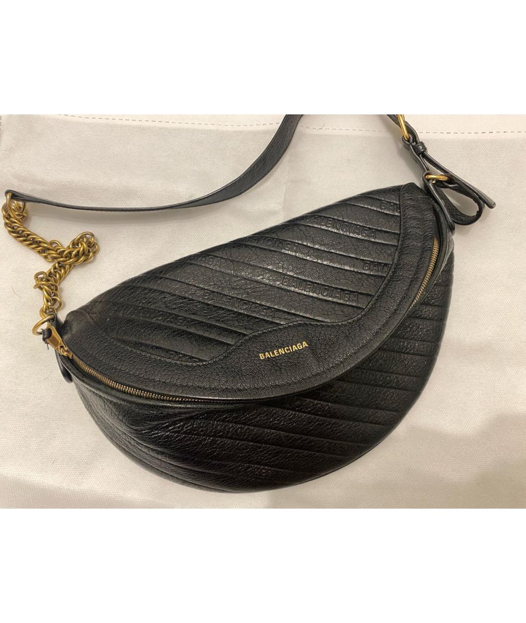 BALENCIAGA Черная кожаная поясная сумка, фото 9