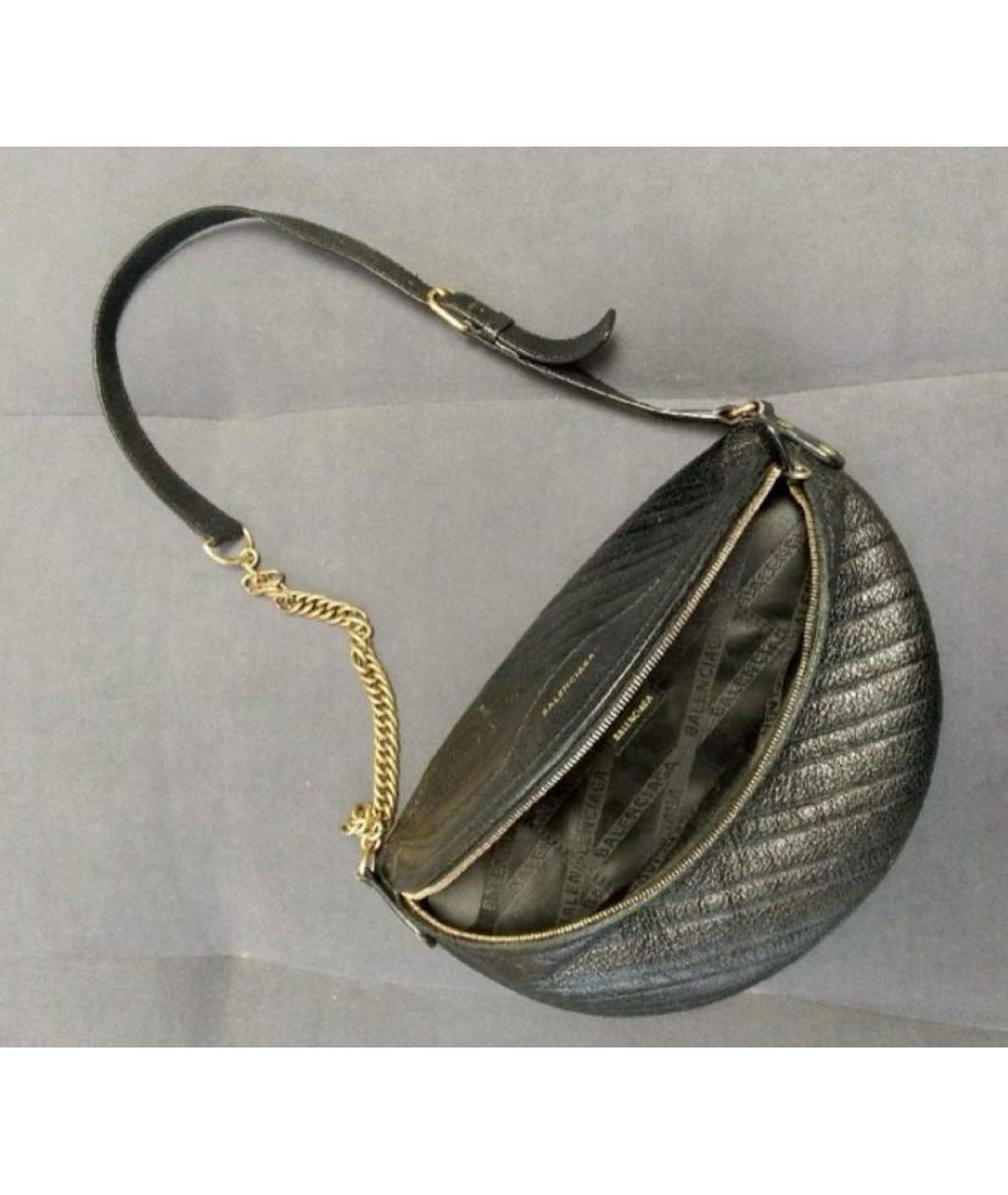 BALENCIAGA Черная кожаная поясная сумка, фото 4