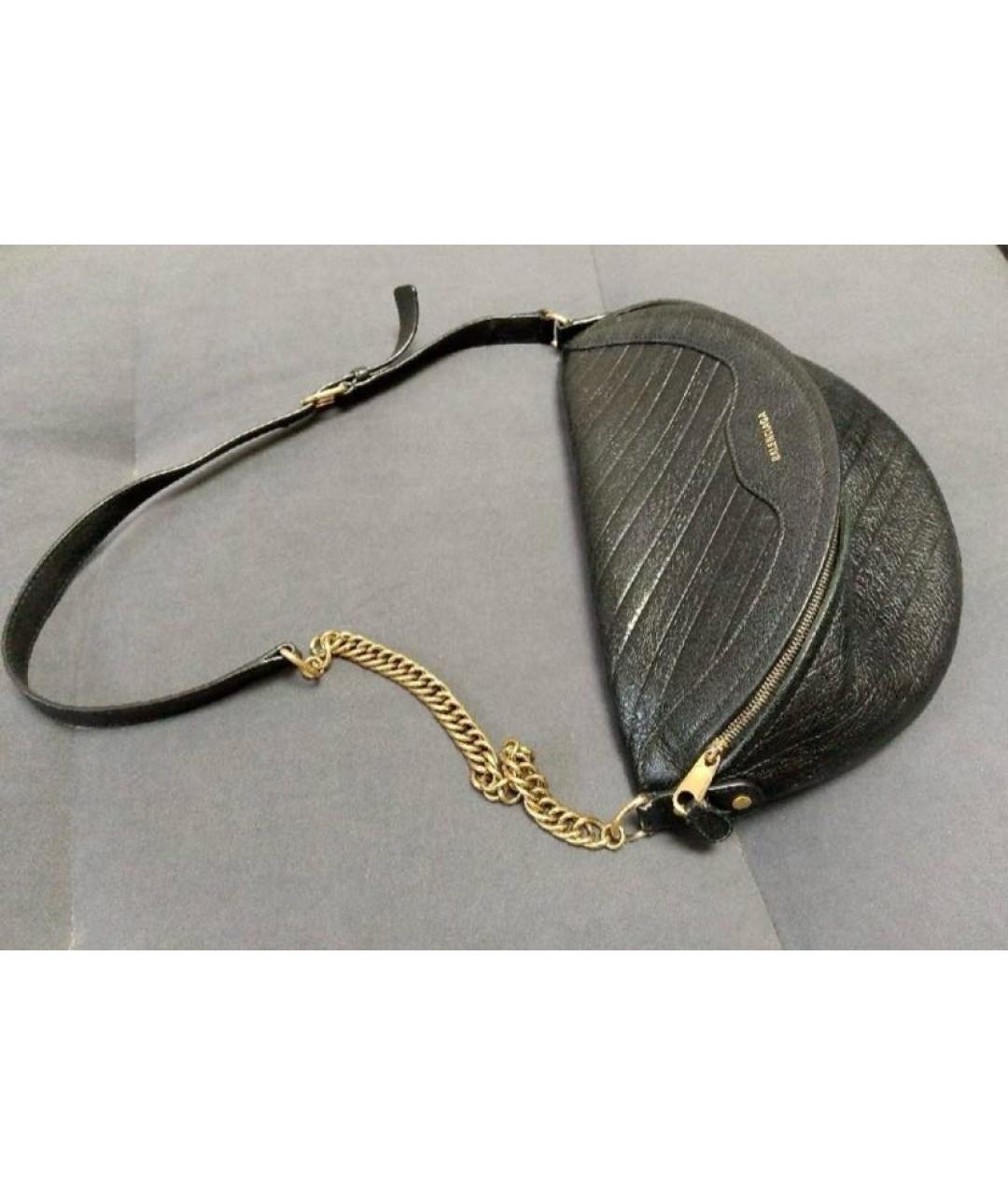 BALENCIAGA Черная кожаная поясная сумка, фото 2