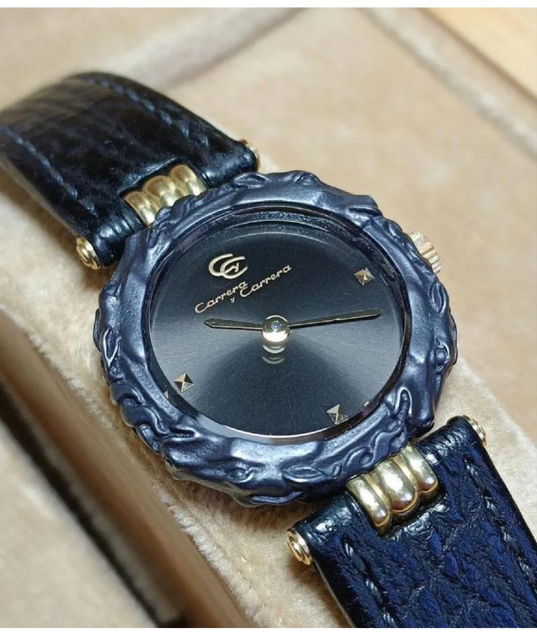 CARRERA Y CARRERA Черные часы из желтого золота, фото 10