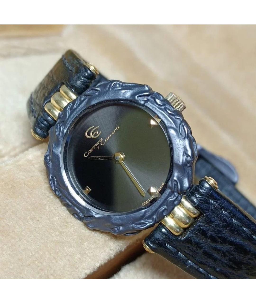 CARRERA Y CARRERA Черные часы из желтого золота, фото 2