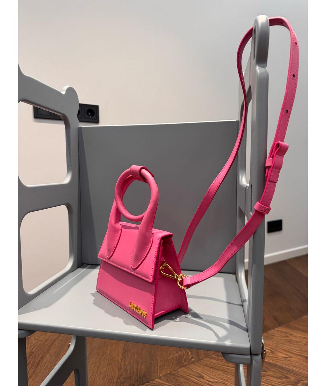 JACQUEMUS Розовая кожаная сумка через плечо, фото 2