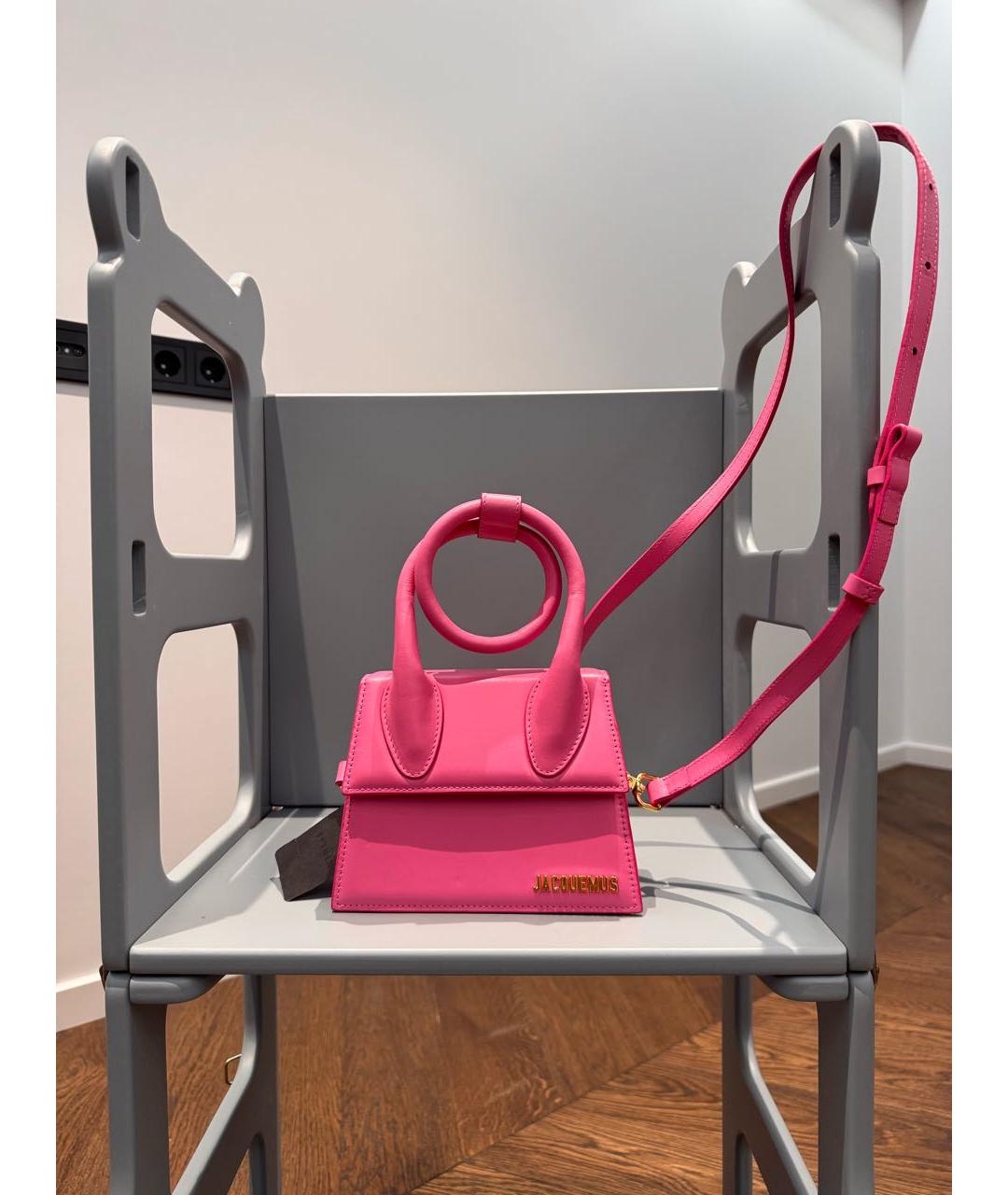 JACQUEMUS Розовая кожаная сумка через плечо, фото 8