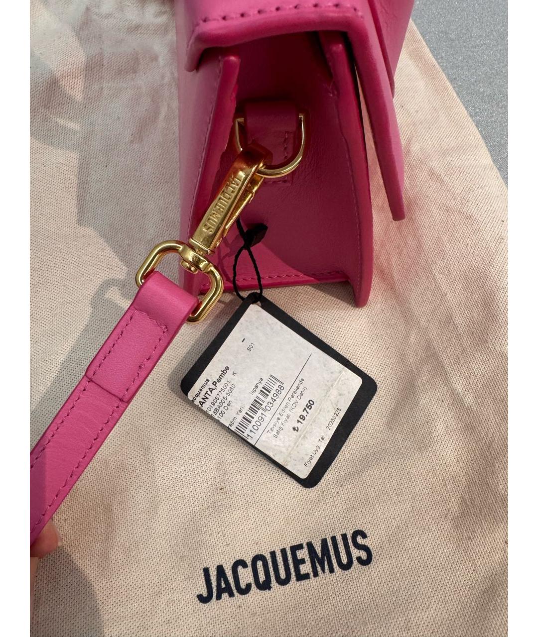 JACQUEMUS Розовая кожаная сумка через плечо, фото 7