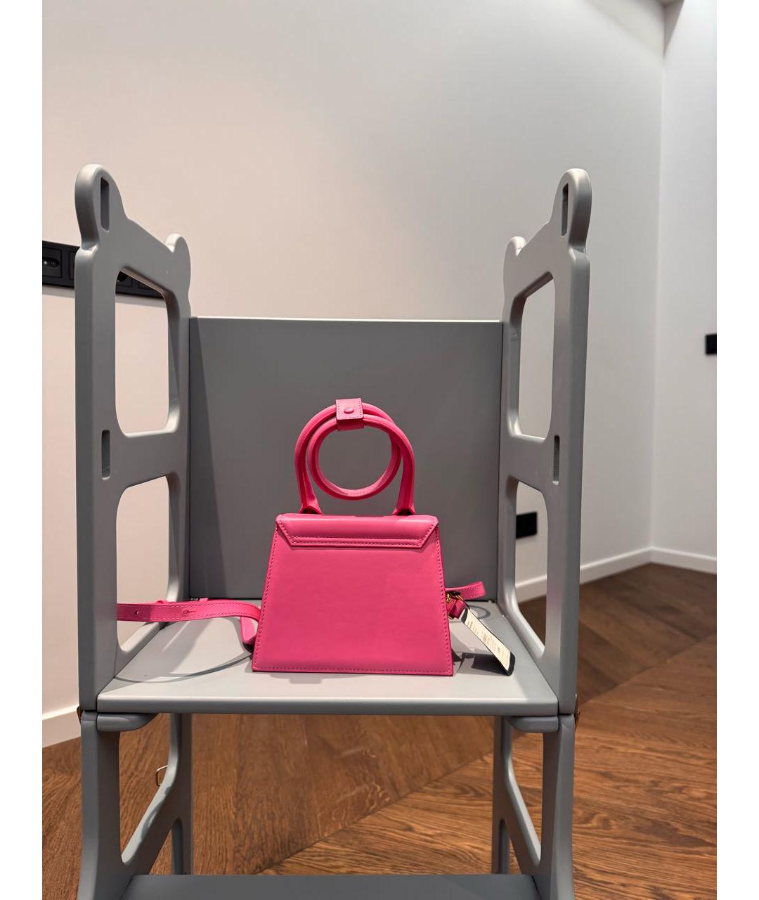 JACQUEMUS Розовая кожаная сумка через плечо, фото 3