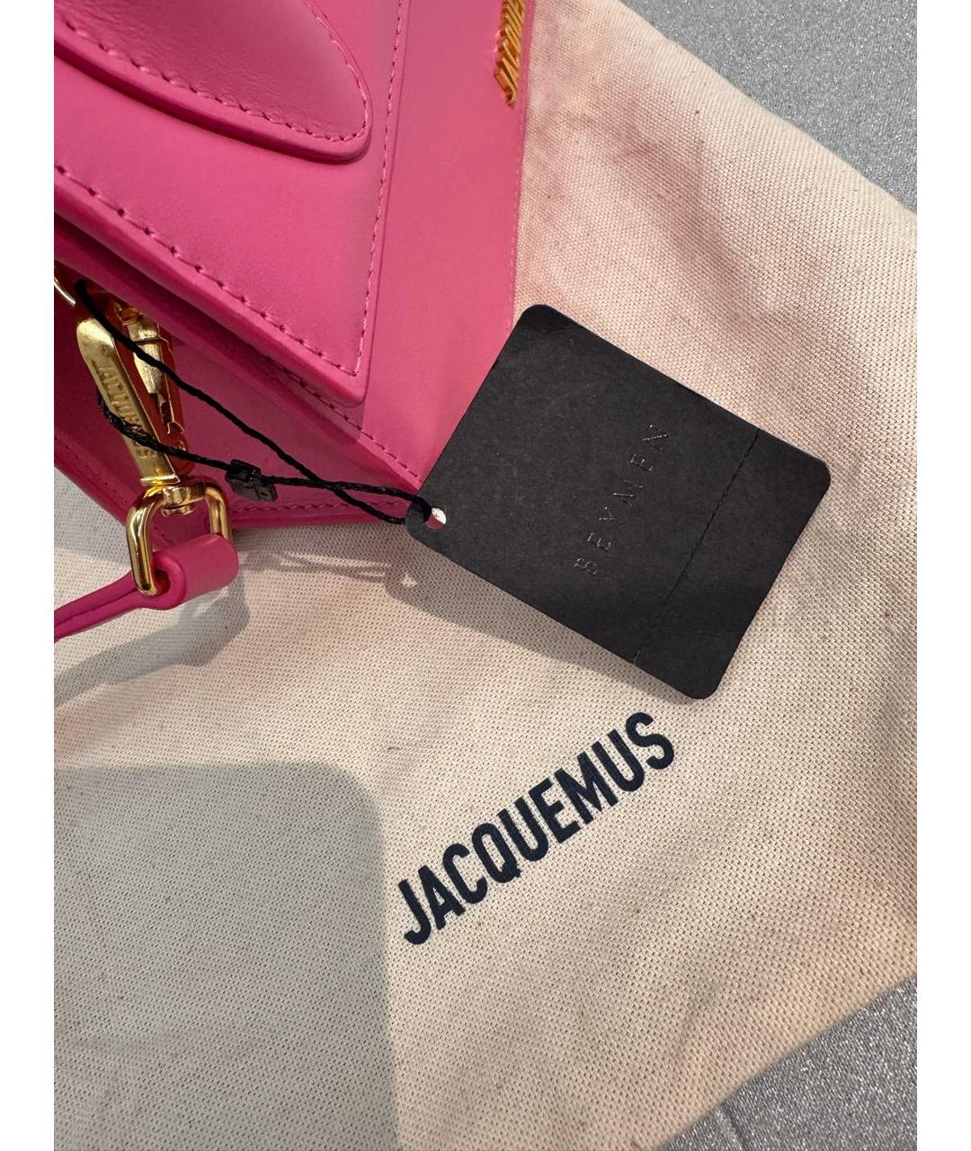 JACQUEMUS Розовая кожаная сумка через плечо, фото 5