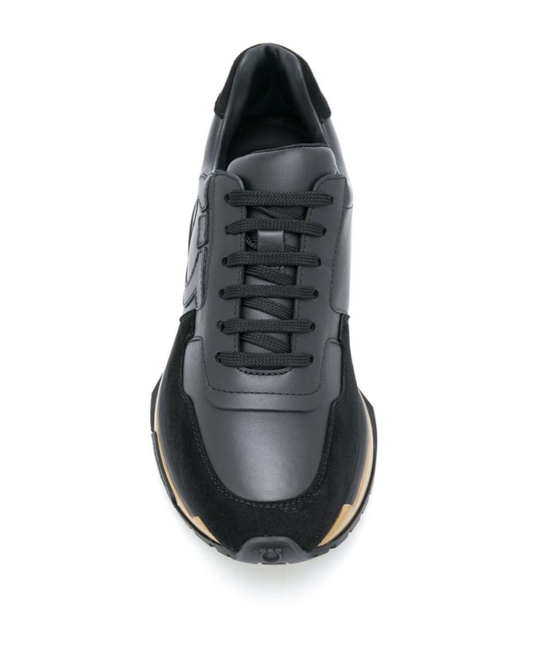 FERRAGAMO Черные кожаные кроссовки, фото 2